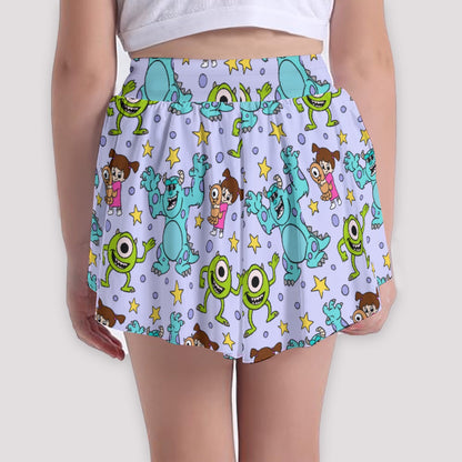 Purple Friendly Monsters Girls' Sports Culottes