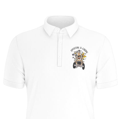 Adventure is Calling Safari Men's Stretch Collar Polo Shirt