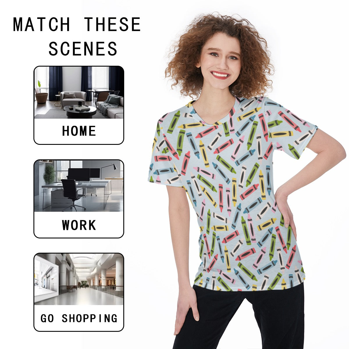 Crayons Women's O-Neck T-Shirt|180 GSM Jersey
