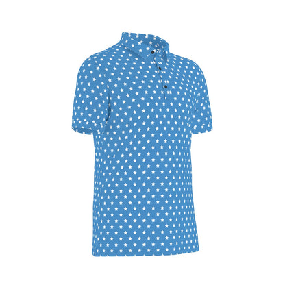 Blue Dots Men's Stretch Collar Polo Shirt