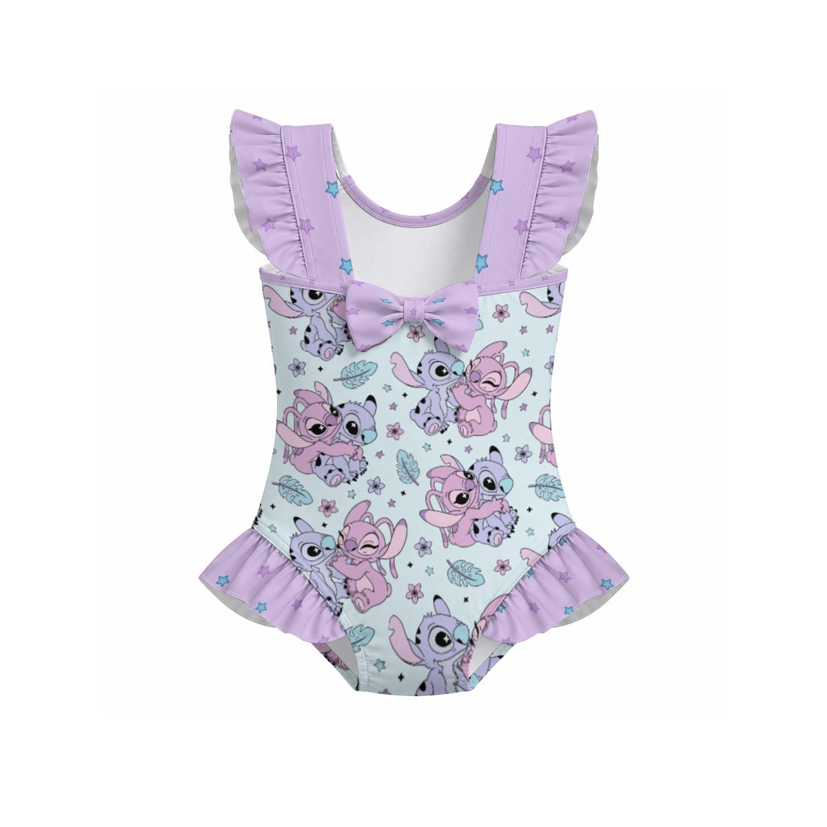 Alien Friends Girls' Ruffle Sleeve Swimsuit With Bow