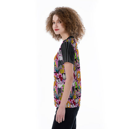 NBC Stitched and Striped V-neck Women's T-shirt