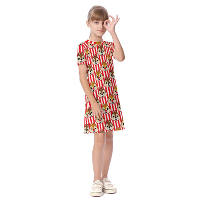 Striped Chipmunks Kid's Short Sleeve Dress