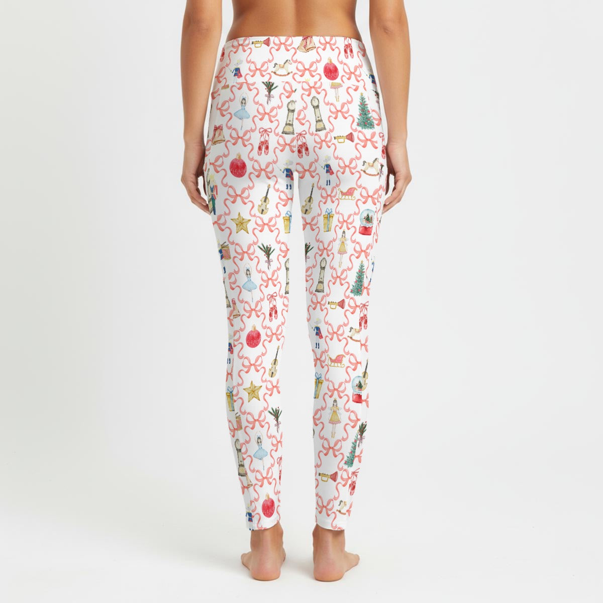 Red Bow Nutcracker Women's High Waist Leggings With Side Pocket