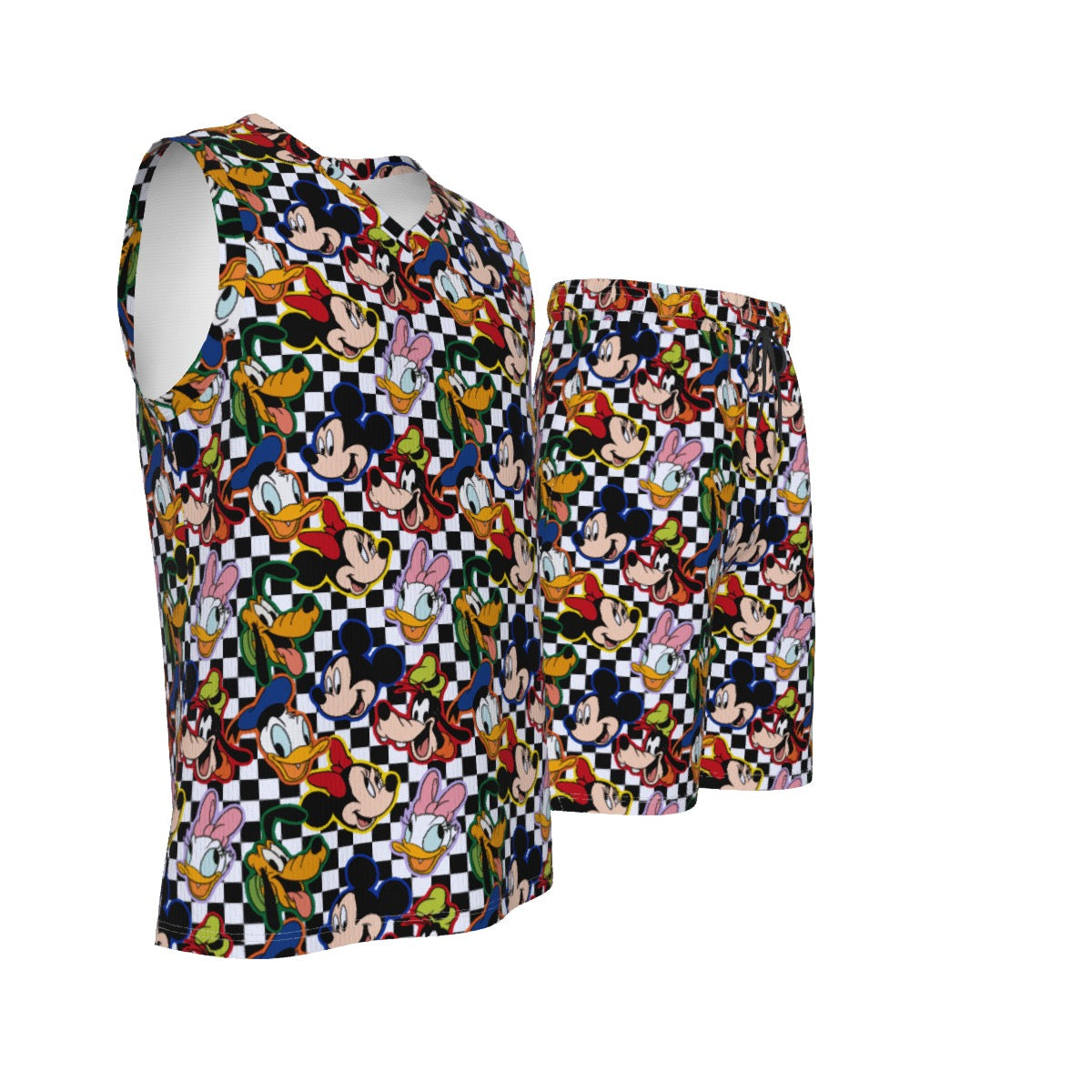 Checkered Friends Men's V Neck Basketball Set