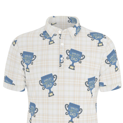 Blue Best Dad Men's Stretch Collar Polo Shirt
