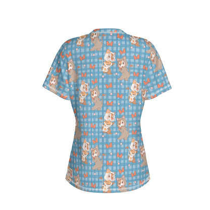 Chipmunks Dressed Up as Kitties Women's Round Neck Yoga Top|210GSM