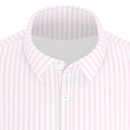 Rose Stripe Men's Stretch Collar Polo Shirt