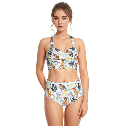 Forest Friends Women's Swimsuit Set With Halter