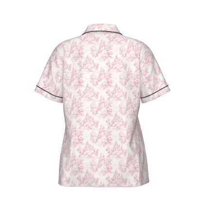 Castle Toile Women's Pajama Set With Short Sleeve