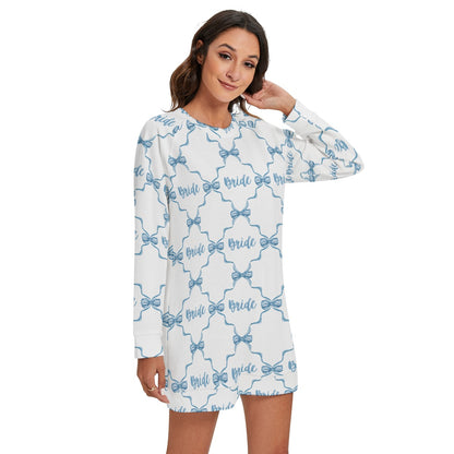 Bow Trellis Bride [white] Women's Round Neck Raglan Sleeve Sweater