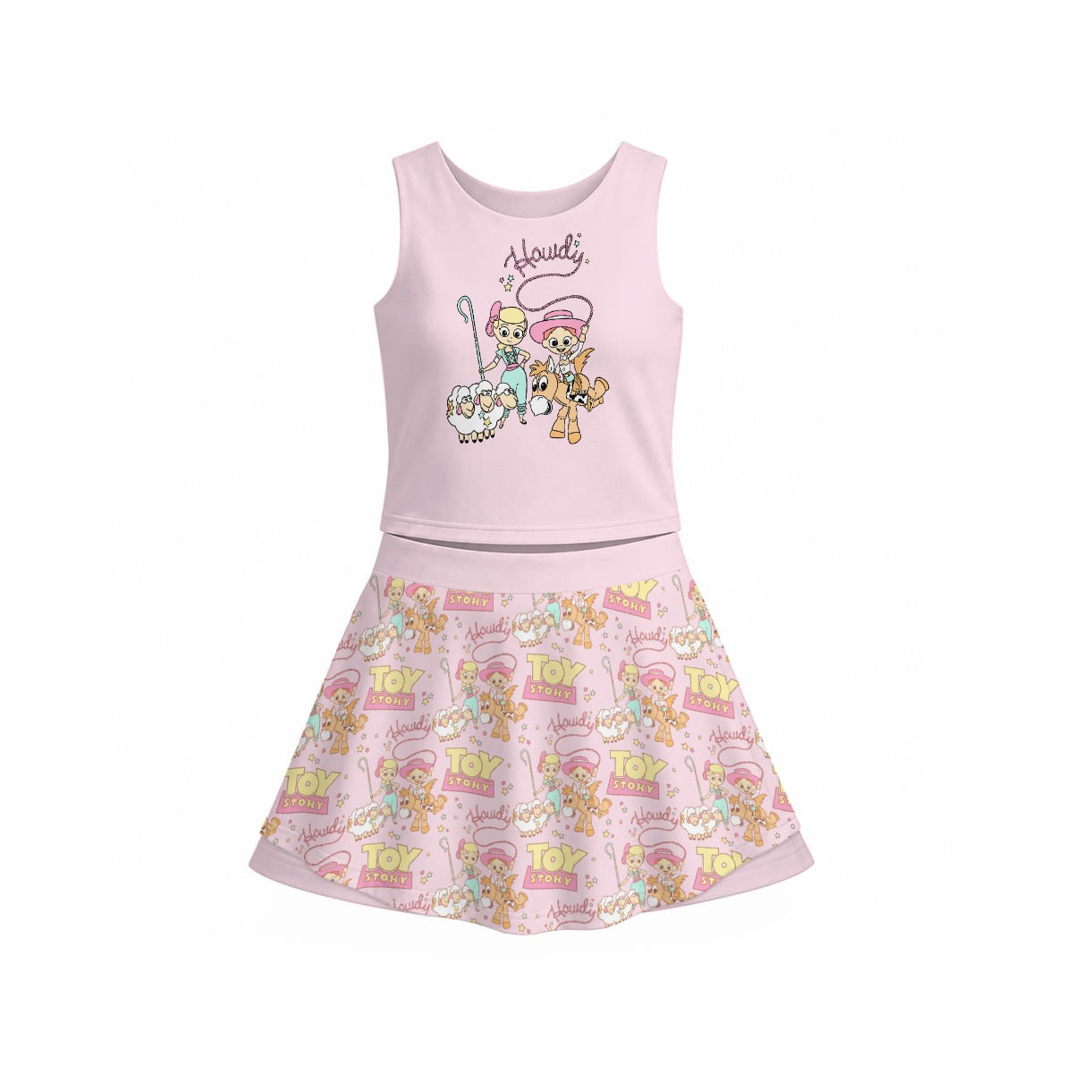 Pink Girl Toys Panel Women's Sports Tank & Skort Set