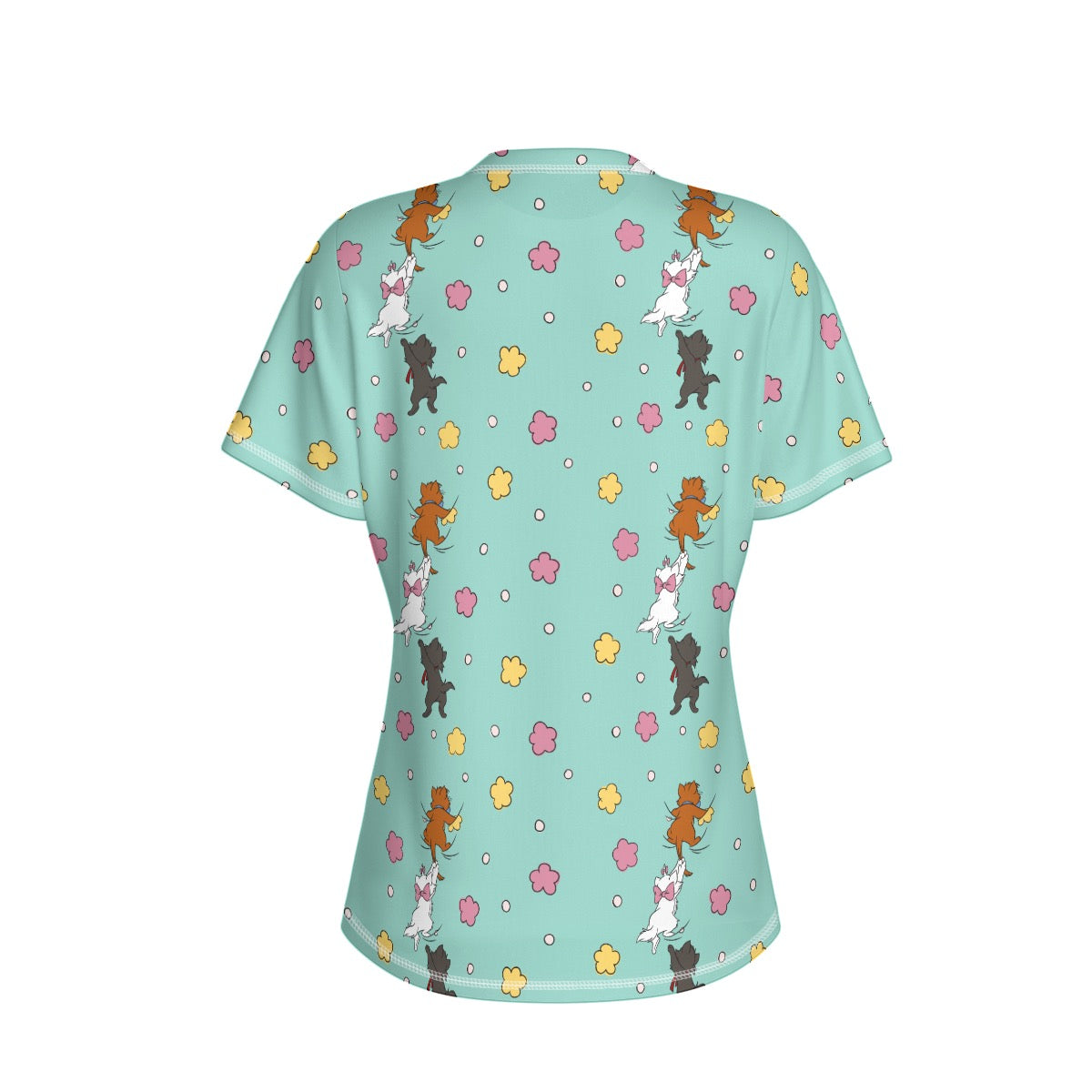 Green Climbing Kitties Women's Round Neck Yoga Top|210GSM