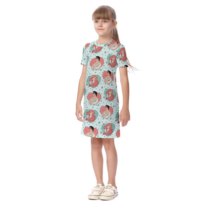 A Mermaid & Her Prince Kid's Short Sleeve Dress