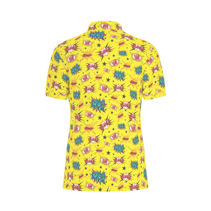 Yellow Superhero Men's Stretch Collar Polo Shirt