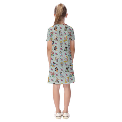 Diamond Princesses Sage Kid's Short Sleeve Dress