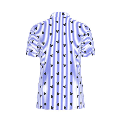 Bright Blue Stripe Men's Stretch Collar Polo Shirt