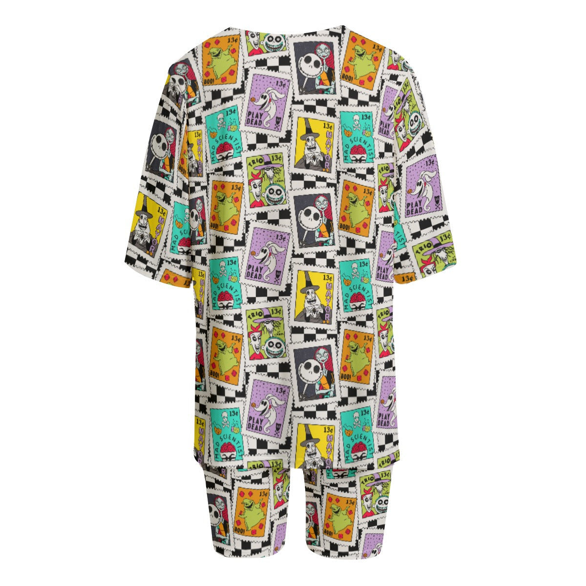 NBC Checkered Stamps Women's T-shirt Set With Short Sleeve