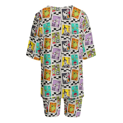 NBC Checkered Stamps Women's T-shirt Set With Short Sleeve