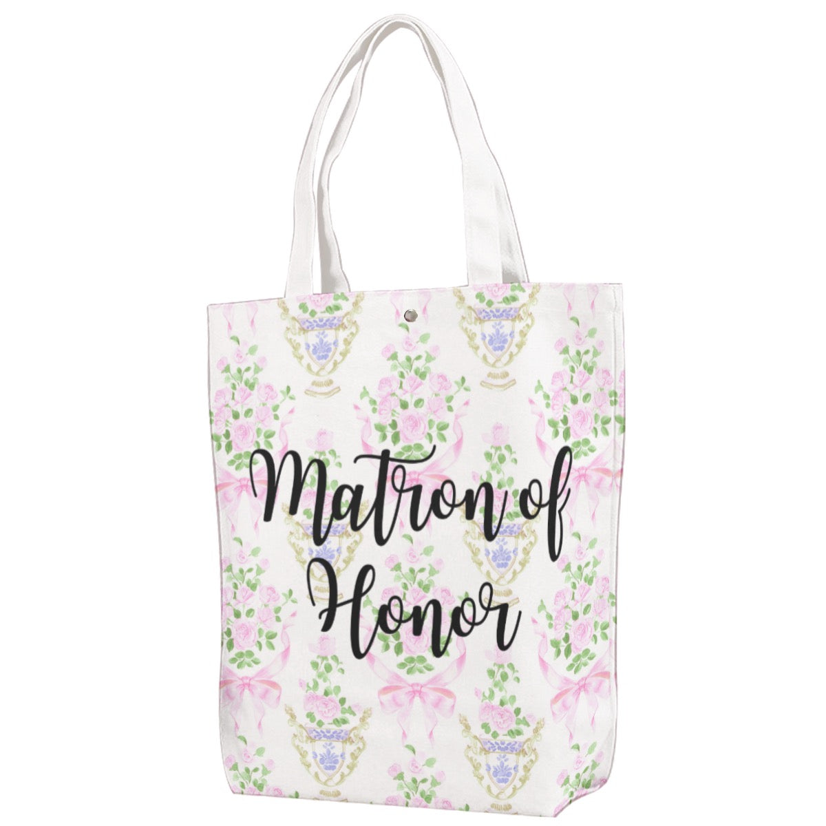 Matron of Honor Floral Canvas Bag With Shoulder Strap