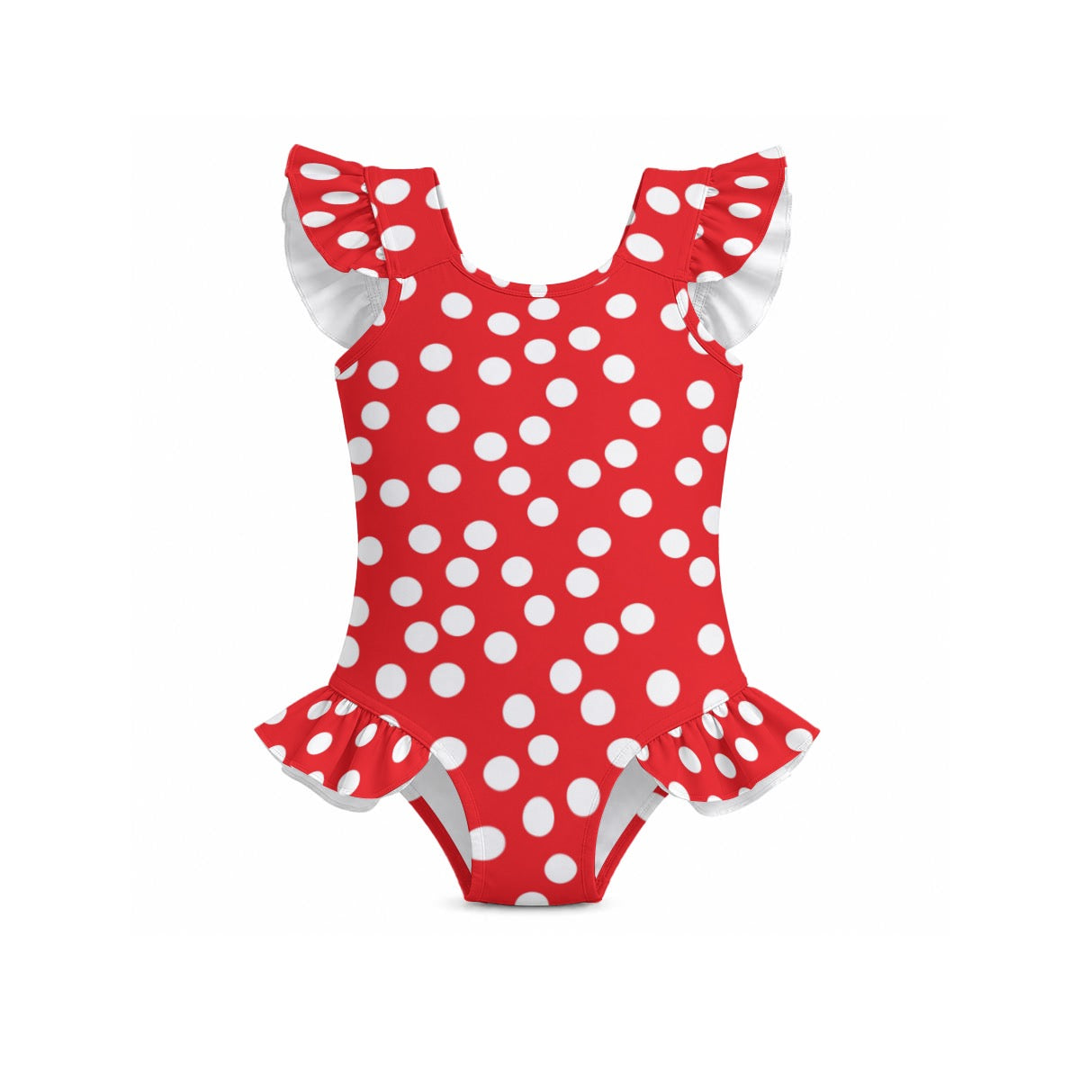 Dots Girls' Ruffle Sleeve Swimsuit with Bow