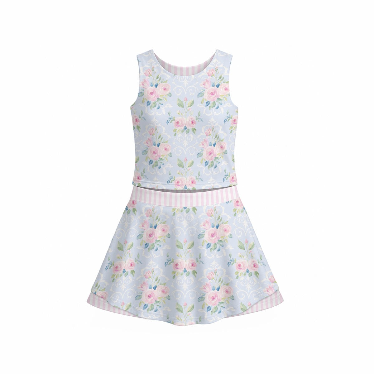 Rose Girl's Sleeveless Sports Tank & Skort Set