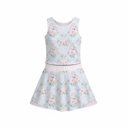 Rose Girl's Sleeveless Sports Tank & Skort Set