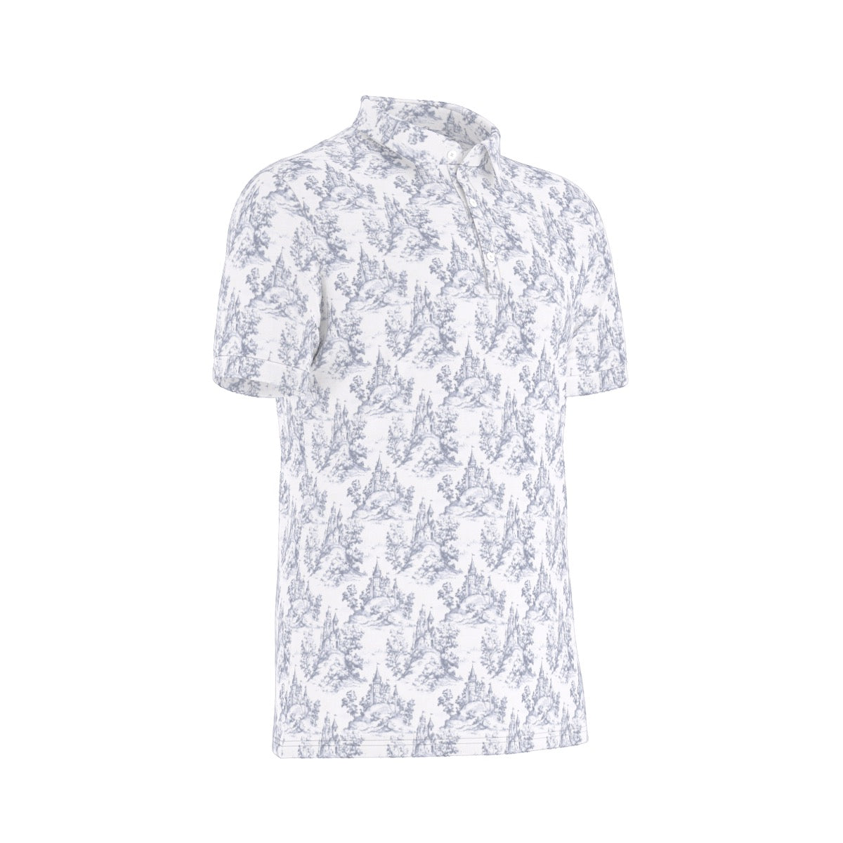 Dark Blue Toile Men's Stretch Collar Polo Shirt