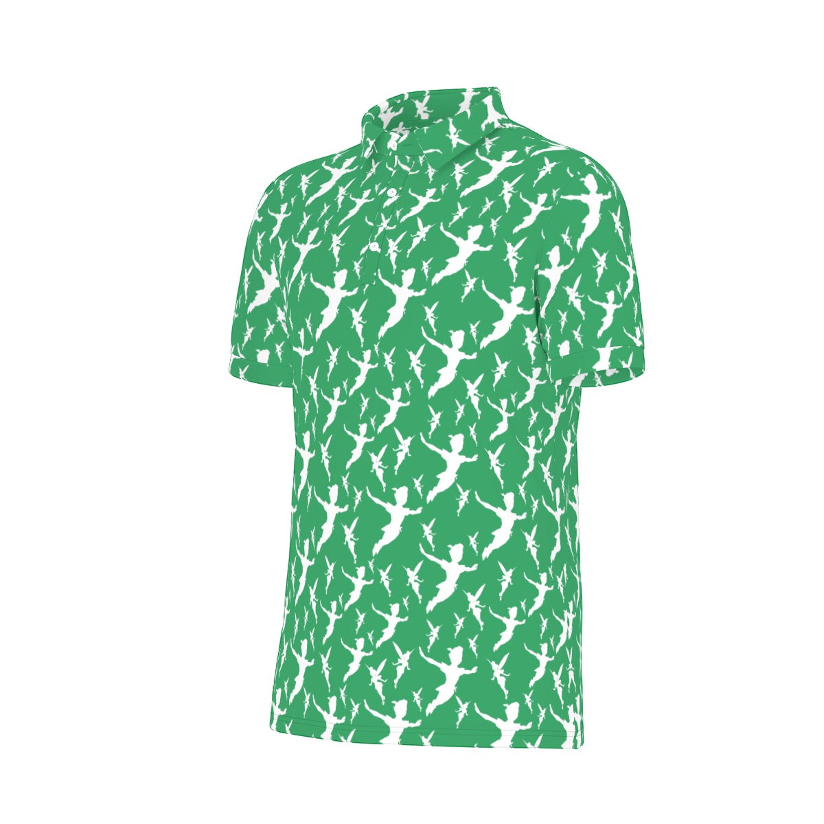Green Peter Silhouette Men's Stretch Collar Polo Shirt