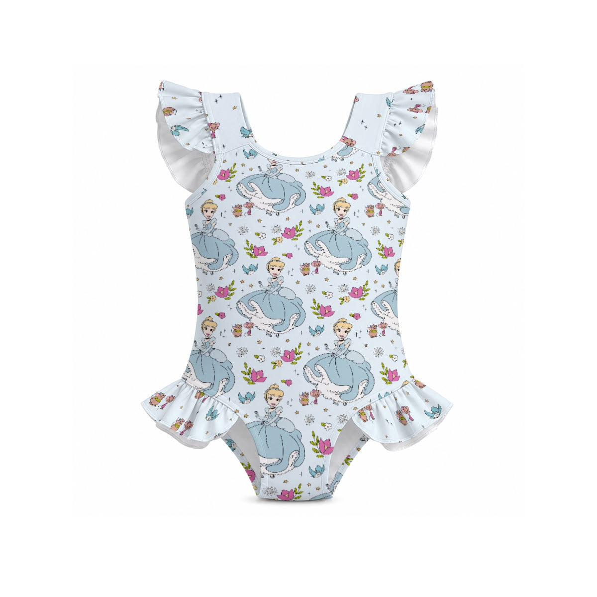 Cindy Girls' Ruffle Sleeve Swimsuit With Bow