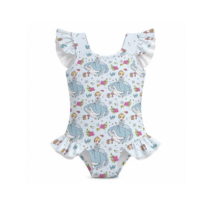 Cindy Girls' Ruffle Sleeve Swimsuit With Bow