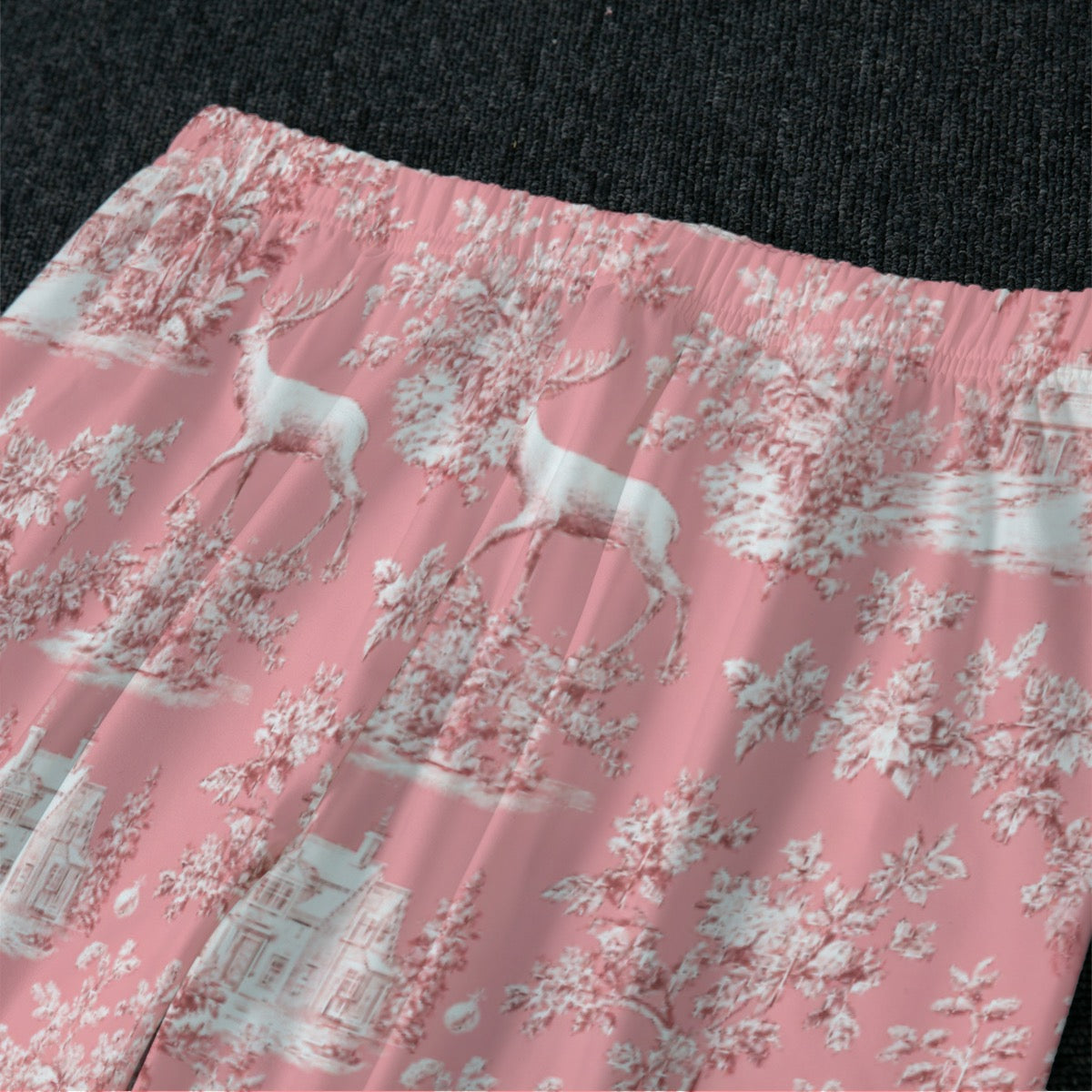 Pink Christmas Toile Women's Raglan Sleeve Pajamas