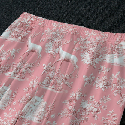 Pink Christmas Toile Women's Raglan Sleeve Pajamas