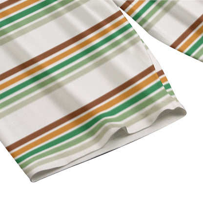 Green Safari & Stripe Women's T-shirt Set With Short Sleeve