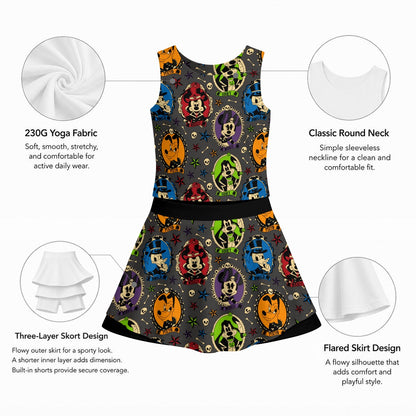 Not So Spooky Cameos Girl's Sports Tank & Skort Set