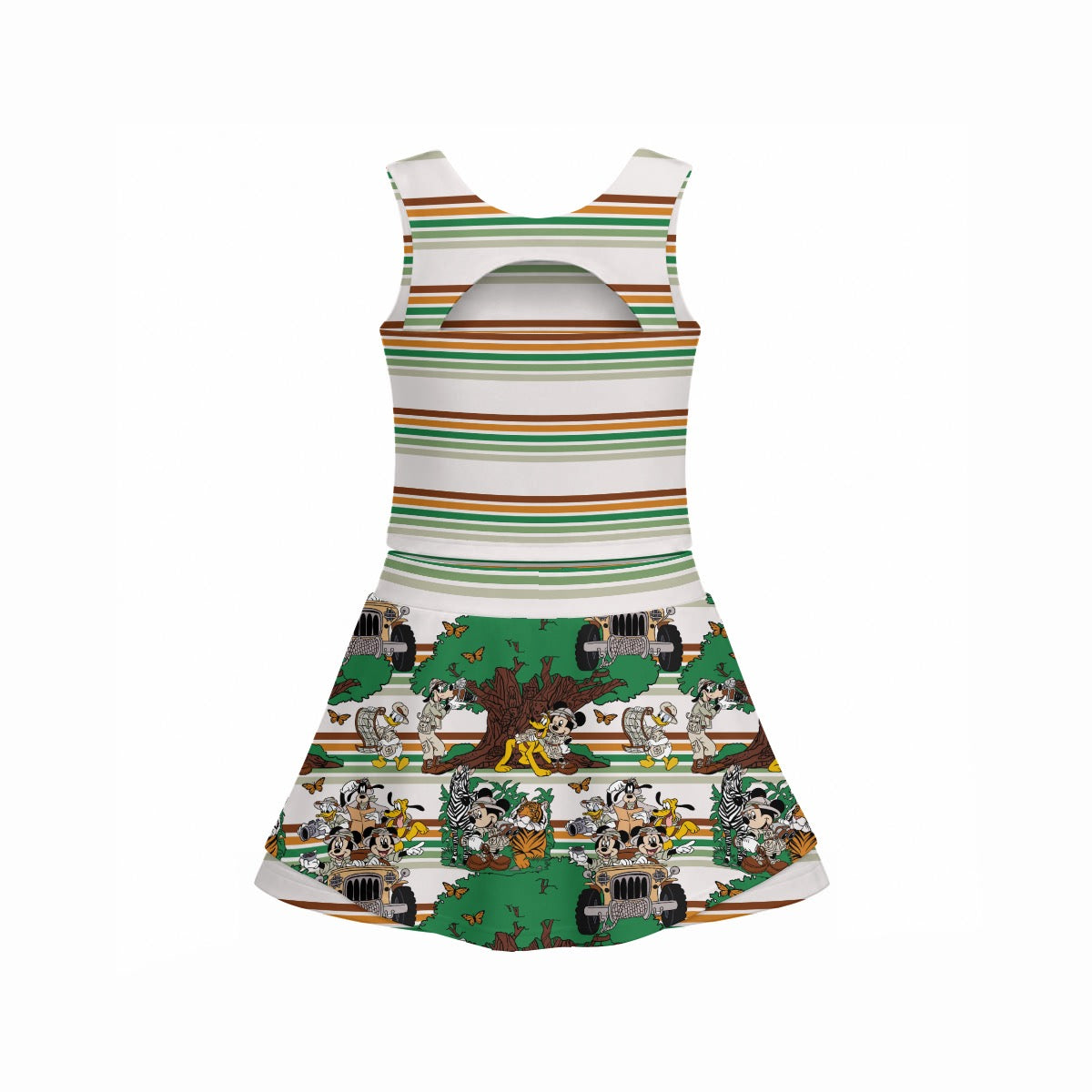 Let the Adventure Begin Striped Safari Girl's Sports Tank & Skort Set