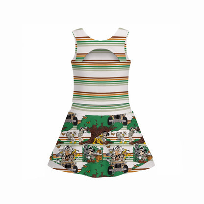 Let the Adventure Begin Striped Safari Girl's Sports Tank & Skort Set