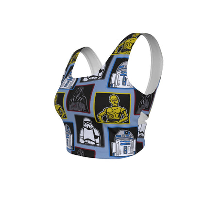 Droids & Friends [blue] Back Cross Sports Bra