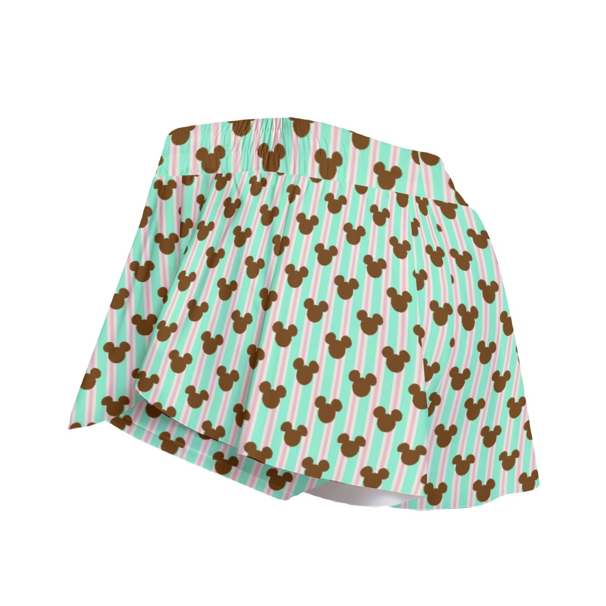 Christmas Mint MM Stripe Women's Sport Skorts With Pocket