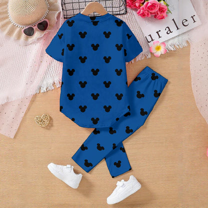 Navy Blue MM Kids' Casual Top and Pants Set
