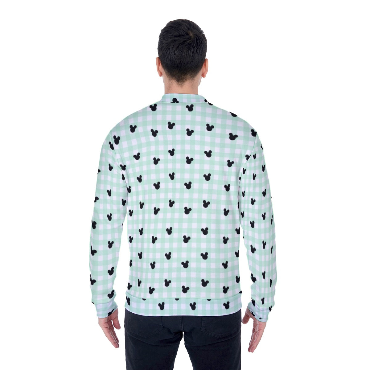 Green Gingham Men's Baseball Jacket