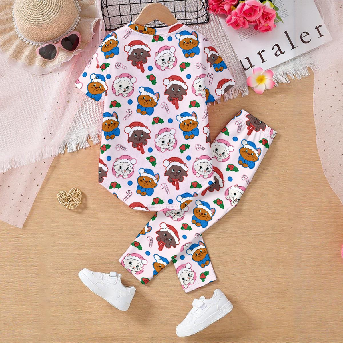 Christmas Cats [pink] Kids' Casual Top and Pants Set
