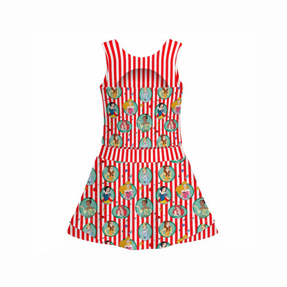 Christmas Princess Stripe Girl's Sports Tank & Skort Set