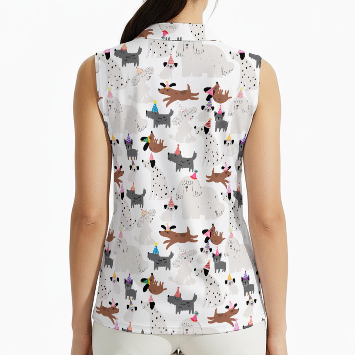 Party Pups Women's High-Elastic Sleeveless Polo Shirt
