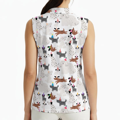 Party Pups Women's High-Elastic Sleeveless Polo Shirt