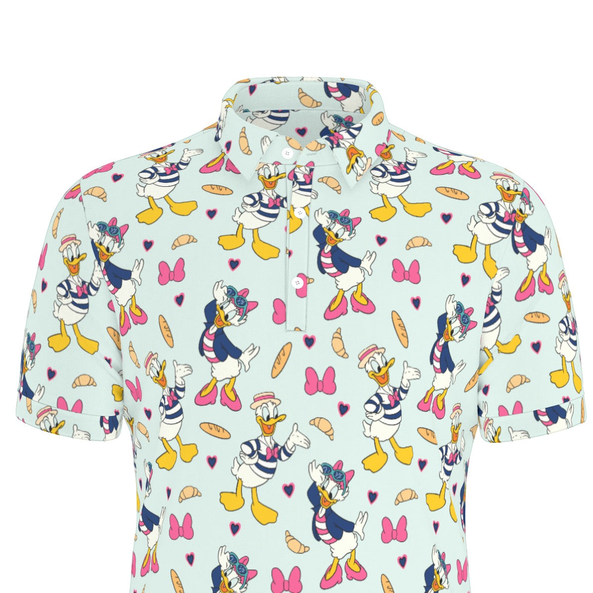 Parisian Ducks Men's Stretch Collar Polo Shirt