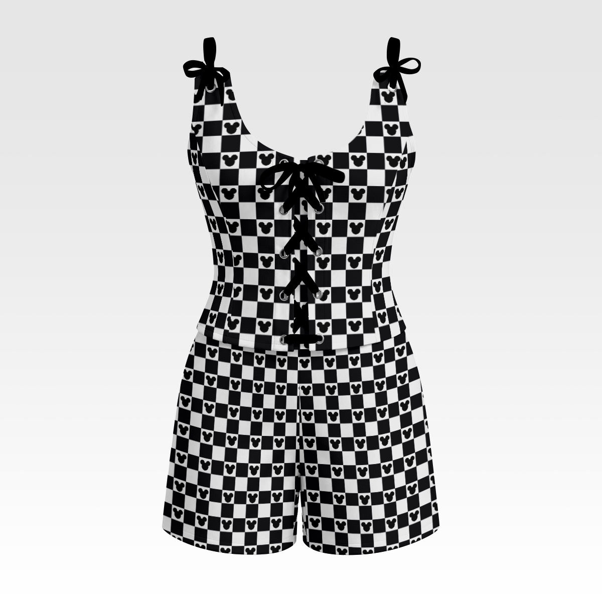 B&W Checkered MM Shapewear Shorts Set
