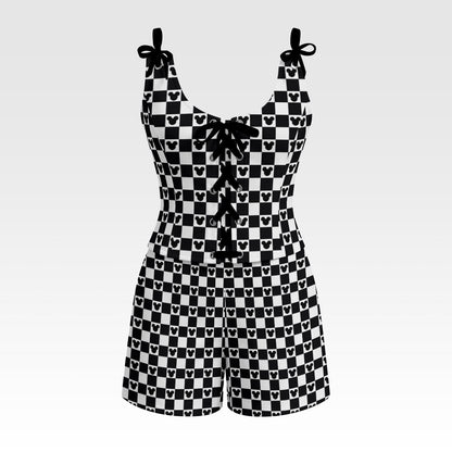 B&W Checkered MM Shapewear Shorts Set