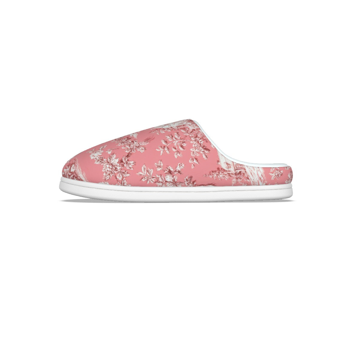 Pink Christmas Toile Women's Plush Slippers