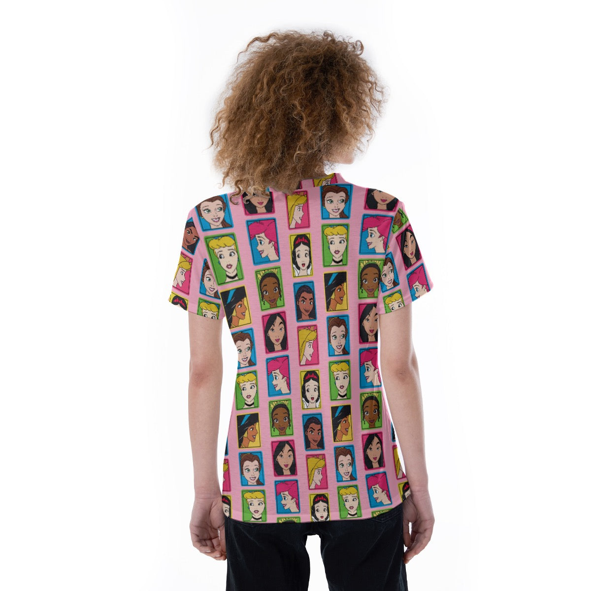 Pink Princess Portrait V-neck Women's T-shirt